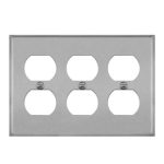 Enerlites 7723 Duplex Receptacle 3-Gang Metal Wall Plate
