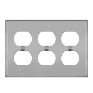 Enerlites 7723 Duplex Receptacle 3-Gang Metal Wall Plate