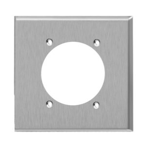 Enerlites 7992 Power Outlet Receptacle 2.456in Diameter Two-Gang Metal Wall Plate
