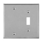 Enerlites 770111 Combination Blank and Toggle Two-Gang Metal Wall Plate