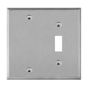 Enerlites 770111 Combination Blank and Toggle Two-Gang Metal Wall Plate