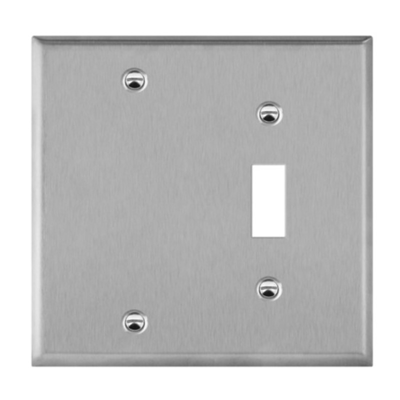 Enerlites 770111 Combination Blank and Toggle Two-Gang Metal Wall Plate