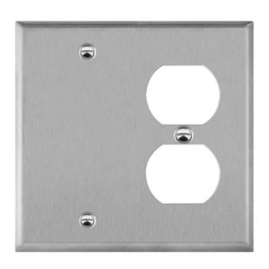 Enerlites 770121 Combination Blank and Duplex Receptacle Two-Gang Metal Wall Plate