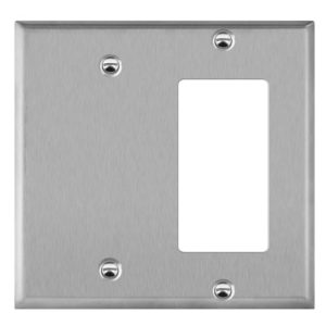 Enerlites 770131 Combination Blank and Decorator/GFCI Two-Gang Metal Wall Plate