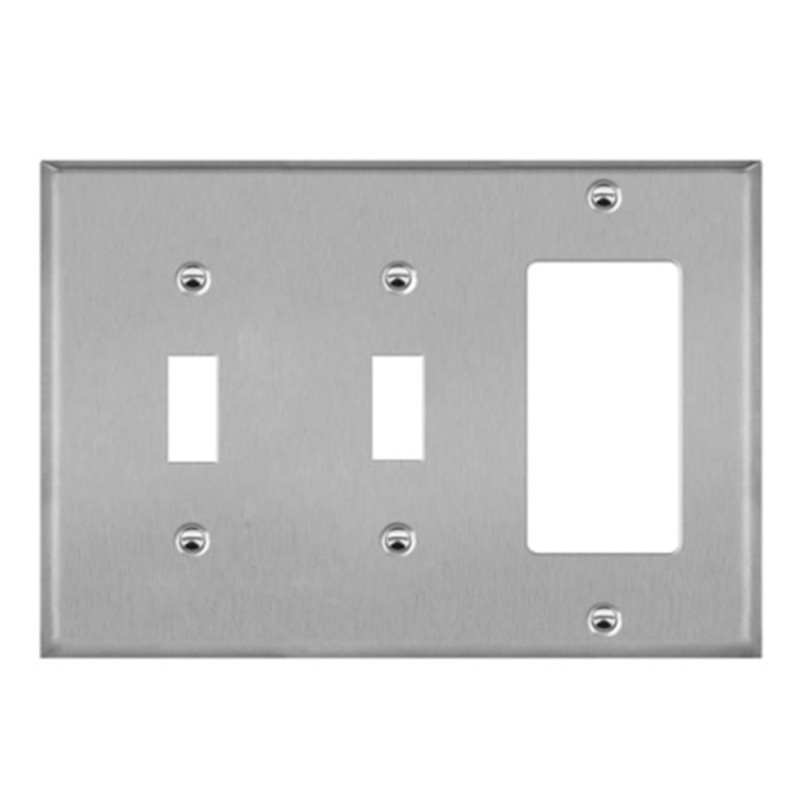 Enerlites 771231 Combination Two Toggles and Decorator/GFCI Three-Gang Metal Wall Plate