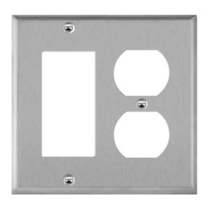 Enerlites 772131 Combination Duplex Receptacle and Decorator/GFCI Two-Gang Metal Wall Plate