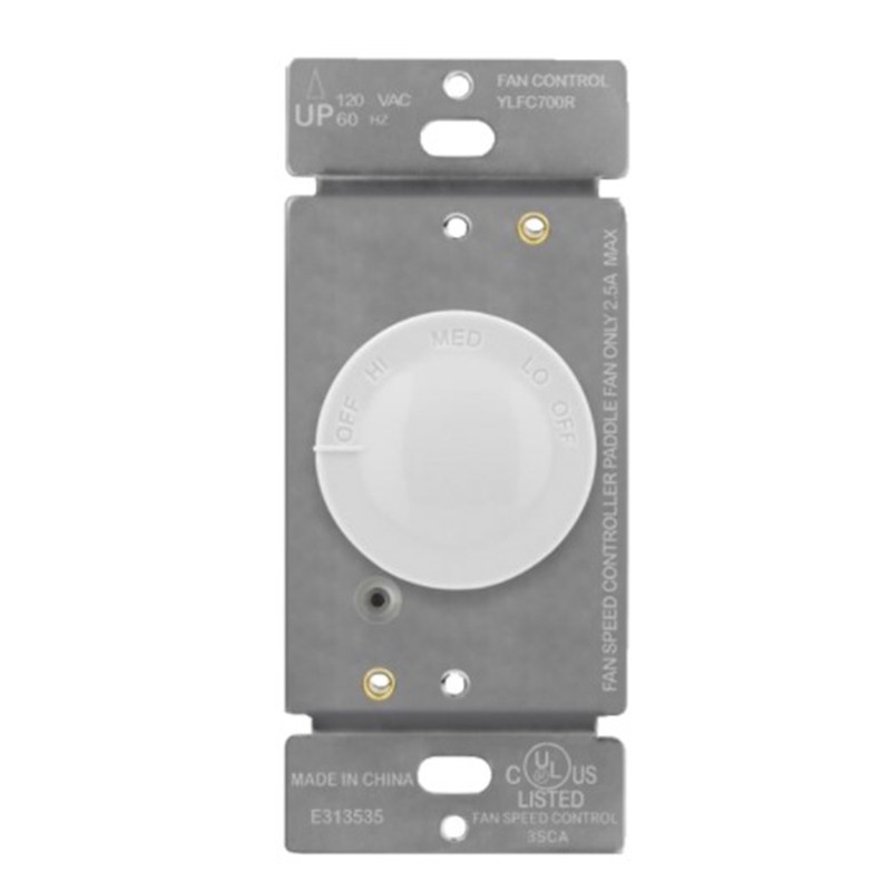 Enerlites 17003-W 3-Speed Rotary Fan Speed Control, Single Pole, White