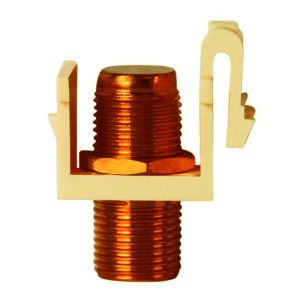 Enerlites 6101-I Audio/ Video Connectors Gold F-Type Coupler Bulkhead, Female to Female, Ivory