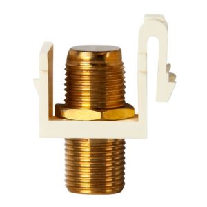 Enerlites 6101-LA Audio/ Video Connectors Gold F-Type Coupler Bulkhead, Female to Female, Light Almond