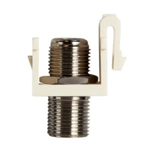 Enerlites 6102-LA Audio/ Video Connectors Nickel F-Type Coupler Bulkhead, Female to Female, Light Almond