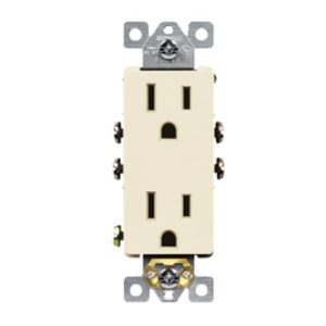 Enerlites 61501-LA Residential Grade 15A Decorator Style Self-Grounding Duplex Receptacle, Light Almond