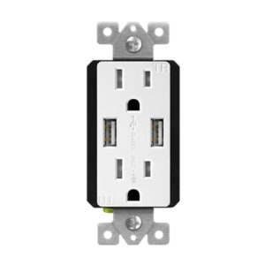 Enerlites 61501-TR2USB-CC-W Dual USB Charger 4.8A with 15A Tamper-Resistant Duplex Receptacles, White