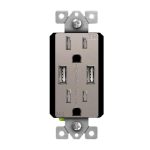 Enerlites 61501-TR2USB-S-NK Elite Series Dual USB Charger 4A with 15A Tamper-Resistant Duplex Receptacles, Nickel