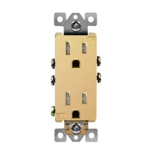Enerlites 61501-TR-GD Residential Grade 15A Decorator Style Self-Grounding Tamper-Resistant Duplex Receptacle, Gold