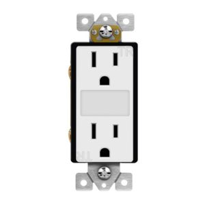 Enerlites 61501-TRGL-W Residential Grade 15A Tamper-Resistant Duplex Receptacle with Guide Light, White