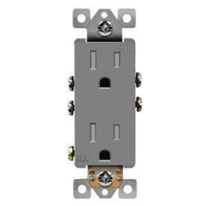 Enerlites 61501-TR-GY Residential Grade 15A Decorator Style Self-Grounding Tamper-Resistant Duplex Receptacle, Gray