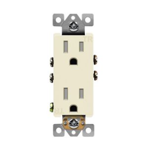 Enerlites 61501-TR-LA Residential Grade 15A Decorator Style Self-Grounding Tamper-Resistant Duplex Receptacle, Light Almond