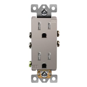 Enerlites 61501-TR-NK Residential Grade 15A Decorator Style Self-Grounding Tamper-Resistant Duplex Receptacle, Nickel