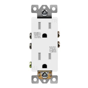 Enerlites 61501-TWR-W Decorator Receptacle, Tamper-Weather-Resistant, White