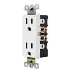 Enerlites 61501-W Residential Grade 15A Decorator Style Self-Grounding Duplex Receptacle, White