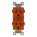 Enerlites 61510-O Industrial Grade Isolated Ground Heavy Duty 15A Duplex Receptacle, 5-15R, Orange