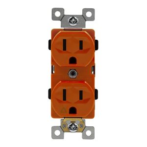 Enerlites 61510-O Industrial Grade Isolated Ground Heavy Duty 15A Duplex Receptacle, 5-15R, Orange