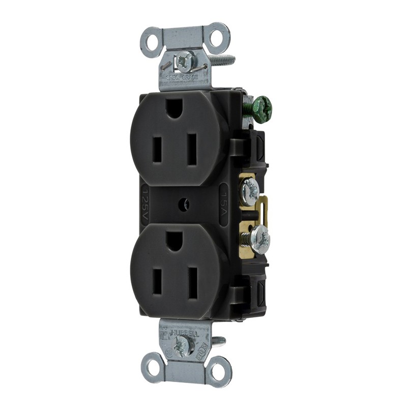 Enerlites 61540-BK Commercial Grade 15A Duplex Receptacle, Black