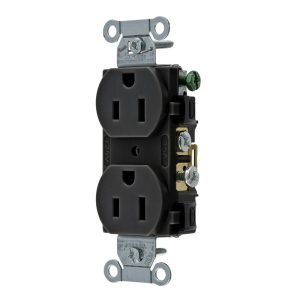 Enerlites 61540-TR-BK Commercial Grade 15A Tamper-Resistant Duplex Receptacle, 5-15R, Black