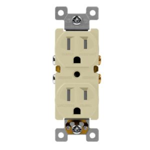 Enerlites 61580-I Residential Grade 15A Self-Grounding Duplex Receptacle, Ivory
