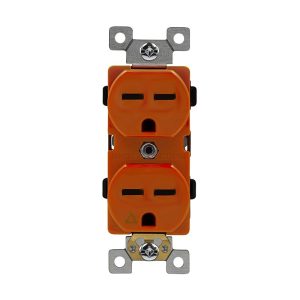 Enerlites 61610-O Industrial Grade Isolated Ground Heavy Duty 15A Duplex Receptacle, 5-15R, Orange