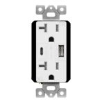Enerlites 62001-TR2USB-1A1C-W White Dual USB Type-C/Type-A Charger 5.8A with 20A Tamper-Resistant Duplex Receptacles