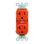Enerlites 62010-O Orange Industrial Grade Isolated Ground Heavy Duty 20A Duplex Receptacle