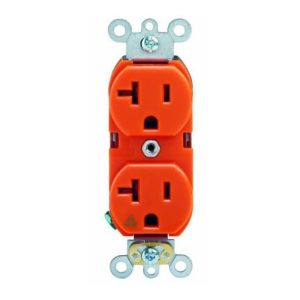 Enerlites 62010-O Orange Industrial Grade Isolated Ground Heavy Duty 20A Duplex Receptacle