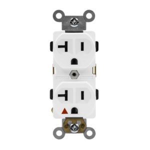 Enerlites 62010-W White Industrial Grade Isolated Ground Heavy Duty 20A Duplex Receptacle