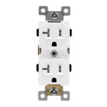 Enerlites 62040-TR-W Commercial Grade 20A Tamper-Resistant Duplex Receptacle, 5-20R, White