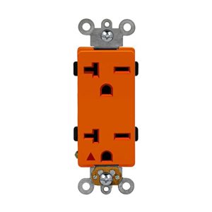Enerlites 62050-IG-O Isolated Ground Decorator Duplex Receptacle, 6-20R, Orange