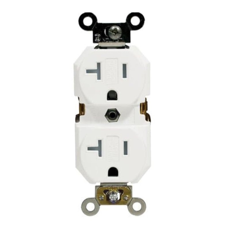Enerlites 62060-TR-W 20 Amp Tamper Resistant Commercial Grade Decorator Duplex Receptacle, White