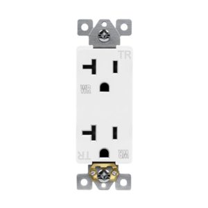 Enerlites 62060-TWR-W Commercial Grade 20A Decorator Style Tamper and Weather Resistant Duplex Receptacle, 5-20R, White