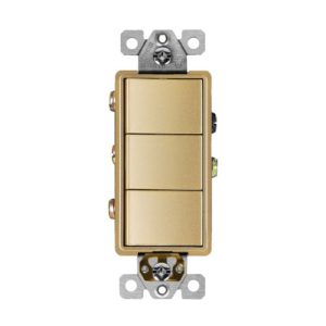 Enerlites 62755-GD Elite Series Triple Rocker Switches, Single Pole, Gold