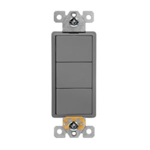 Enerlites 62755-GY Elite Series Triple Rocker Switches, Single Pole, Gray