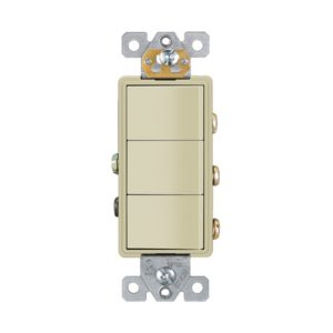 Enerlites 62755-LA Elite Series Triple Rocker Switches, Single Pole, Light Almond