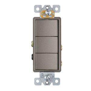 Enerlites 62755-NK Elite Series Triple Rocker Switches, Single Pole, Nickel