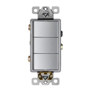 Enerlites 62755-SV Elite Series Triple Rocker Switches, Single Pole, Silver