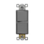 Enerlites 62834-GY Dual Rocker Switches, Single Pole, Gray