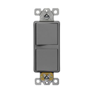Enerlites 62834-GY Dual Rocker Switches, Single Pole, Gray