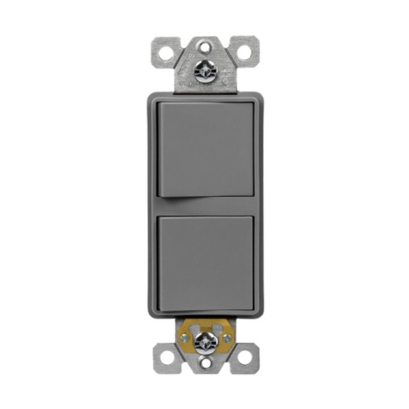 Enerlites 62834-GY Dual Rocker Switches, Single Pole, Gray
