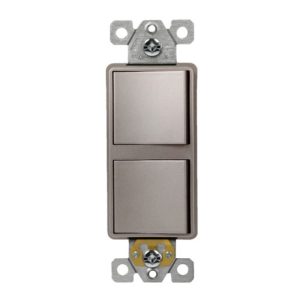 Enerlites 62834-NK Dual Rocker Switches, Single Pole, Nickel