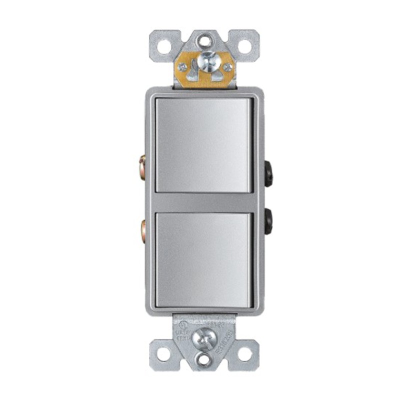 Enerlites 62834-SV Dual Rocker Switches, Single Pole, Silver