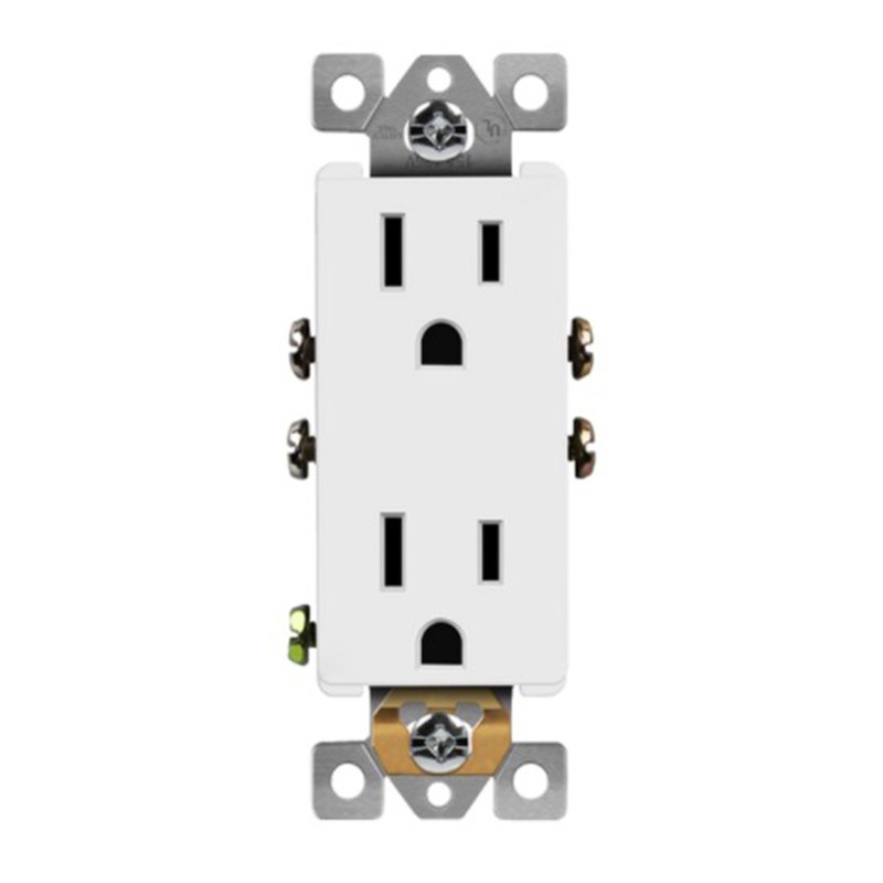 Enerlites 63150-TR-W Industrial Grade Heavy Duty 15A Decorator Tamper Resistant Receptacle, 5-15R, White