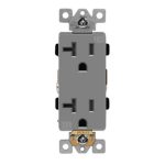 Enerlites 63200-TR-GY Industrial Grade Heavy Duty 20A Decorator Tamper Resistant Receptacle, 5-20R, Gray
